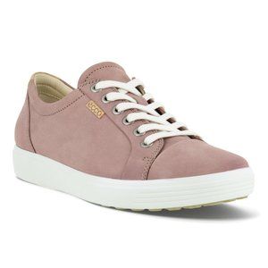 Ecco Women Low Top Casual Lace Up Sneakers Soft 7 Wood Rose Leather